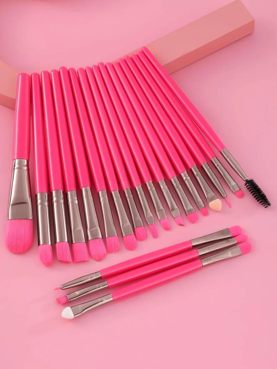 Set de 20 brochas de maquillaje Rosa Fucsia