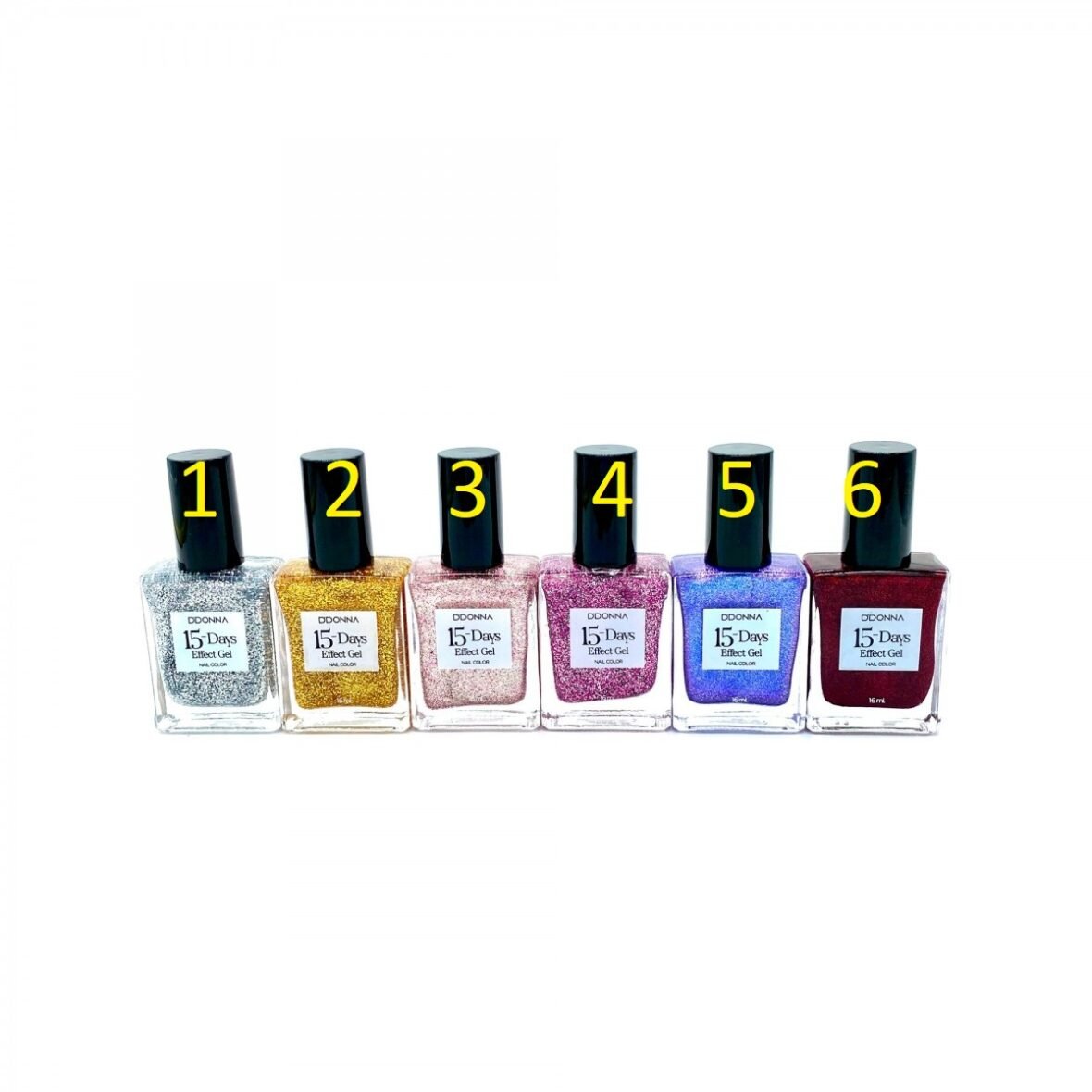 GLITTER 15 DAYS EFFECT GEL 6 COLOURS